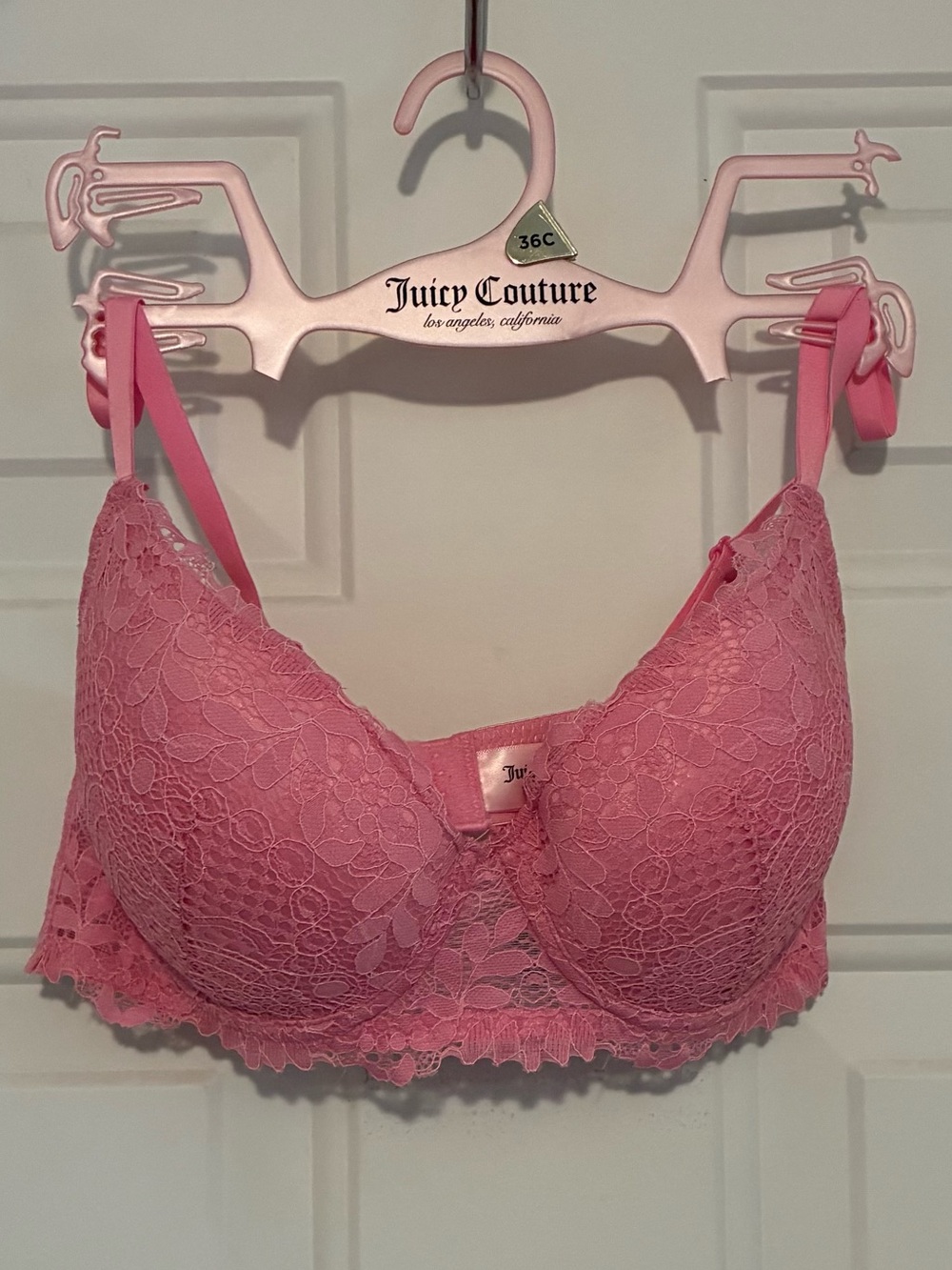 NWOT! Juicy Couture Pink Floral Lace Underwire Bra